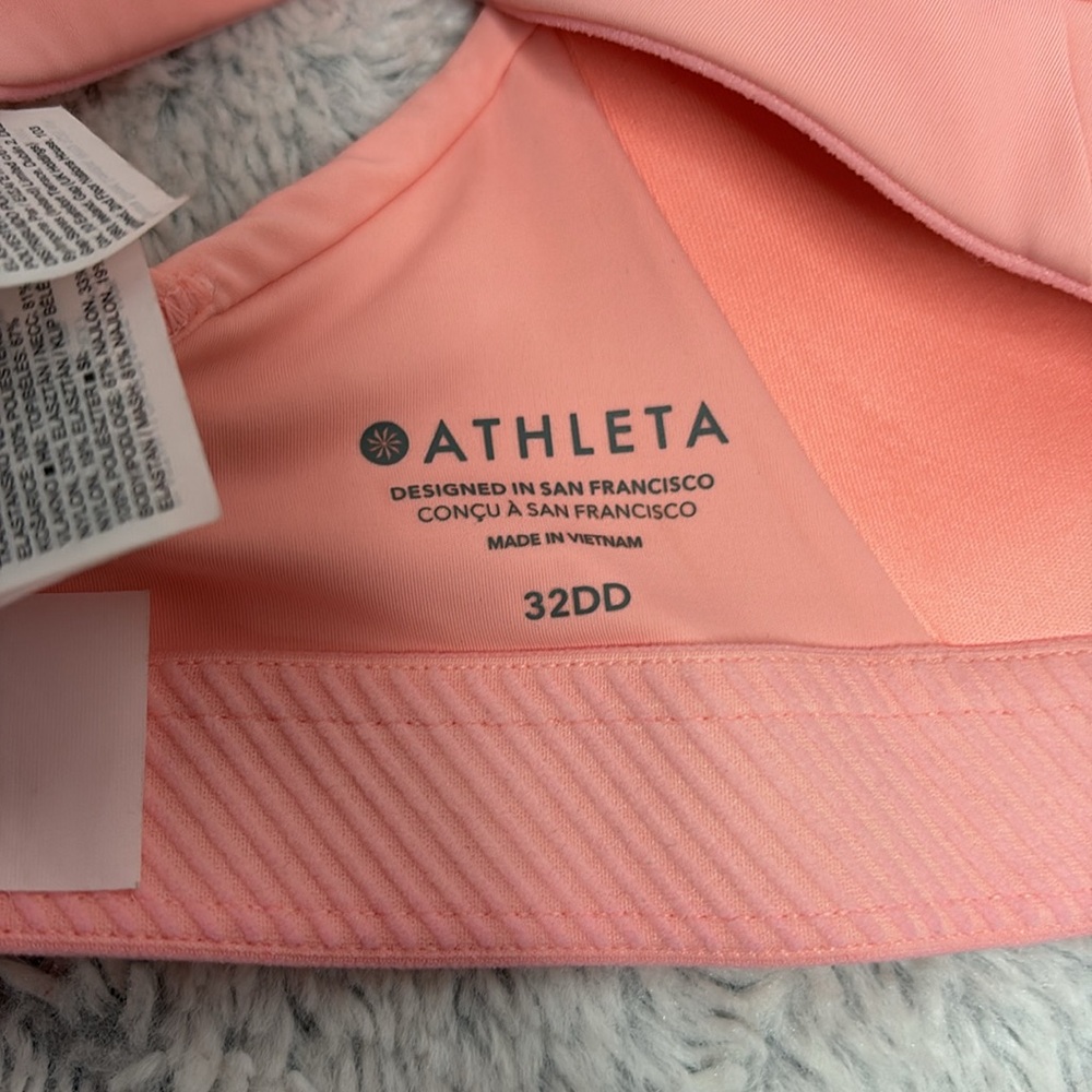 Athleta pink zippered front closure Racerback straps  32DD - Picture 5 of 6